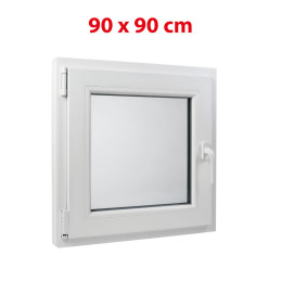 Plastové okno 900 × 900 mm (90 × 90 cm) otváravo-sklopné ľavé biele pre vedľajšie a technické priestory