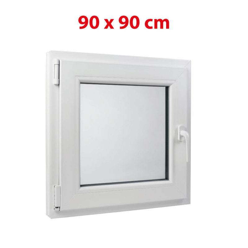 Plastové okno 900 × 900 mm (90 × 90 cm) otváravo-sklopné ľavé biele pre vedľajšie a technické priestory