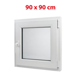 Plastové okno 900 × 900 mm (90 × 90 cm) otváravo-sklopné pravé biele pre vedľajšie priestory Aplast 60