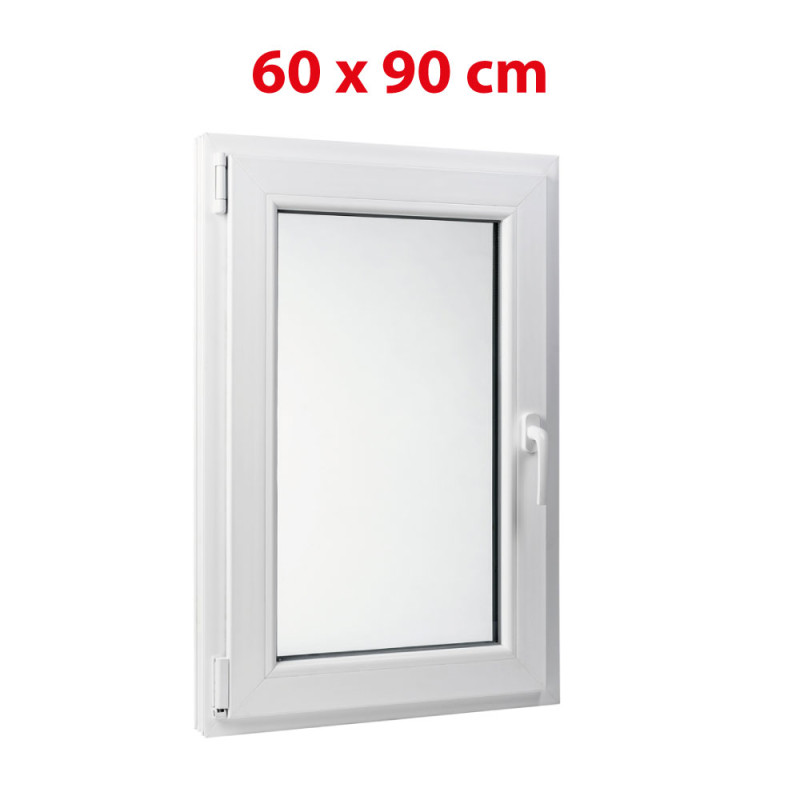 Plastové okno 600 × 900 mm (60 × 90 cm) otváravo-sklopné ľavé biele pre vedľajšie a technické priestory
