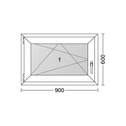 Plastové okno 900 × 600 mm (90 × 60 cm) otváravo-sklopné ľavé antracit/biela pre vedľajšie priestory Aplast 60