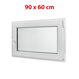 Plastové okno 900 × 600 mm (90 × 60 cm) otváravo-sklopné pravé biele pre vedľajšie priestory Aplast 60