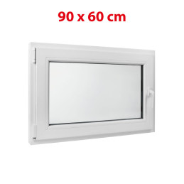 Plastové okno 900 × 600 mm (90 × 60 cm) otváravo-sklopné ľavé biele pre vedľajšie a technické priestory