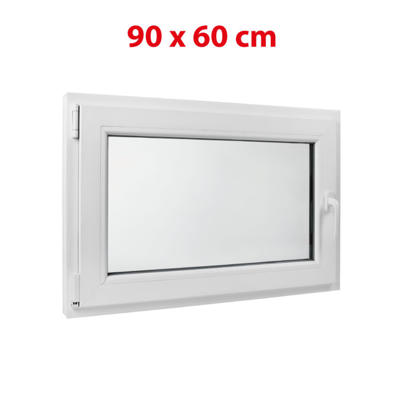 Plastové okno 900 × 600 mm (90 × 60 cm) otváravo-sklopné ľavé biele pre vedľajšie a technické priestory