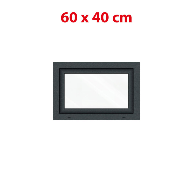 Plastové okno 600 × 400 mm (60 × 40 cm) sklopné antracit/biele pre vedľajšie priestory Aplast 60