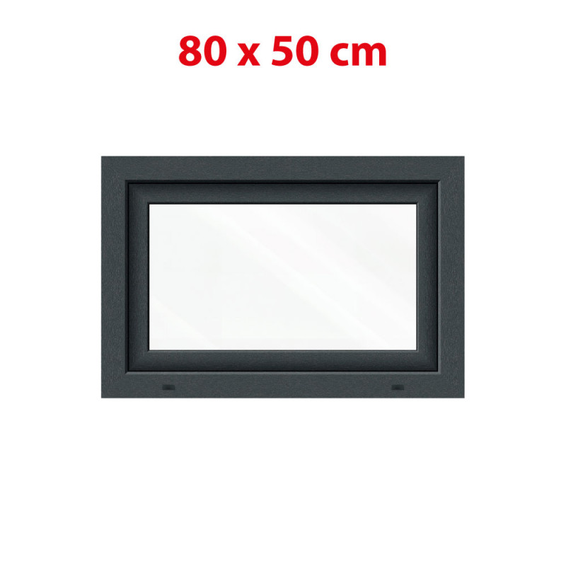 Plastové okno 800 × 500 mm (80 × 50 cm) sklopné antracit/biela pre vedľajšie a technické priestory