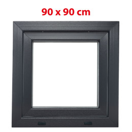 Plastové okno 900 × 900 mm (90 × 90 cm) otváravo-sklopné pravé antracit/biela pre vedľajšie priestory Aplast 60