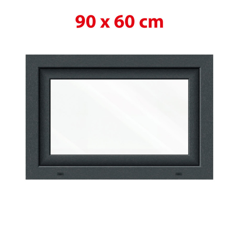 Plastové okno 900 × 600 mm (90 × 60 cm) otváravo-sklopné pravé antracit/biela pre vedľajšie priestory Aplast 60