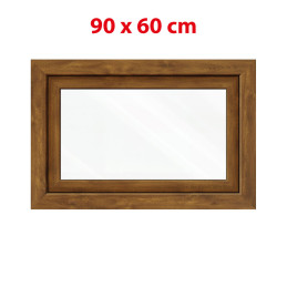 Plastové okno 900 × 600 mm (90 × 60 cm) otváravo-sklopné pravé zlatý dub/biela pre vedľajšie priestory Aplast 60