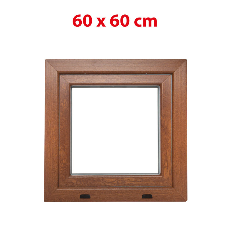 Plastové okno 600 × 600 mm (60 × 60 cm) otváravo-sklopné pravé zlatý dub/biela pre vedľajšie priestory Aplast 60