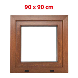 Plastové okno 900 × 900 mm (90 × 90 cm) otváravo-sklopné pravé zlatý dub/biela pre vedľajšie priestory Aplast 60