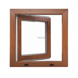 Plastové okno 900 × 900 mm (90 × 90 cm) otváravo-sklopné pravé zlatý dub/biela pre vedľajšie priestory Aplast 60
