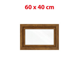 Plastové okno 600 × 400 mm (60 × 40 cm) sklopné zlatý dub/biele pre vedľajšie priestory Aplast 60