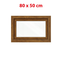 Plastové okno 800 × 500 mm (80 × 50 cm) sklopné zlatý dub/biele pre vedľajšie priestory Aplast 60