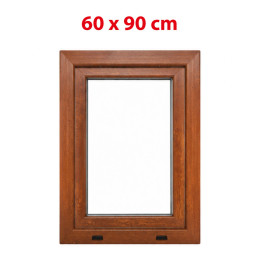 Plastové okno 600 × 900 mm (60 × 90 cm) otváravo-sklopné pravé zlatý dub/biela pre vedľajšie priestory Aplast 60